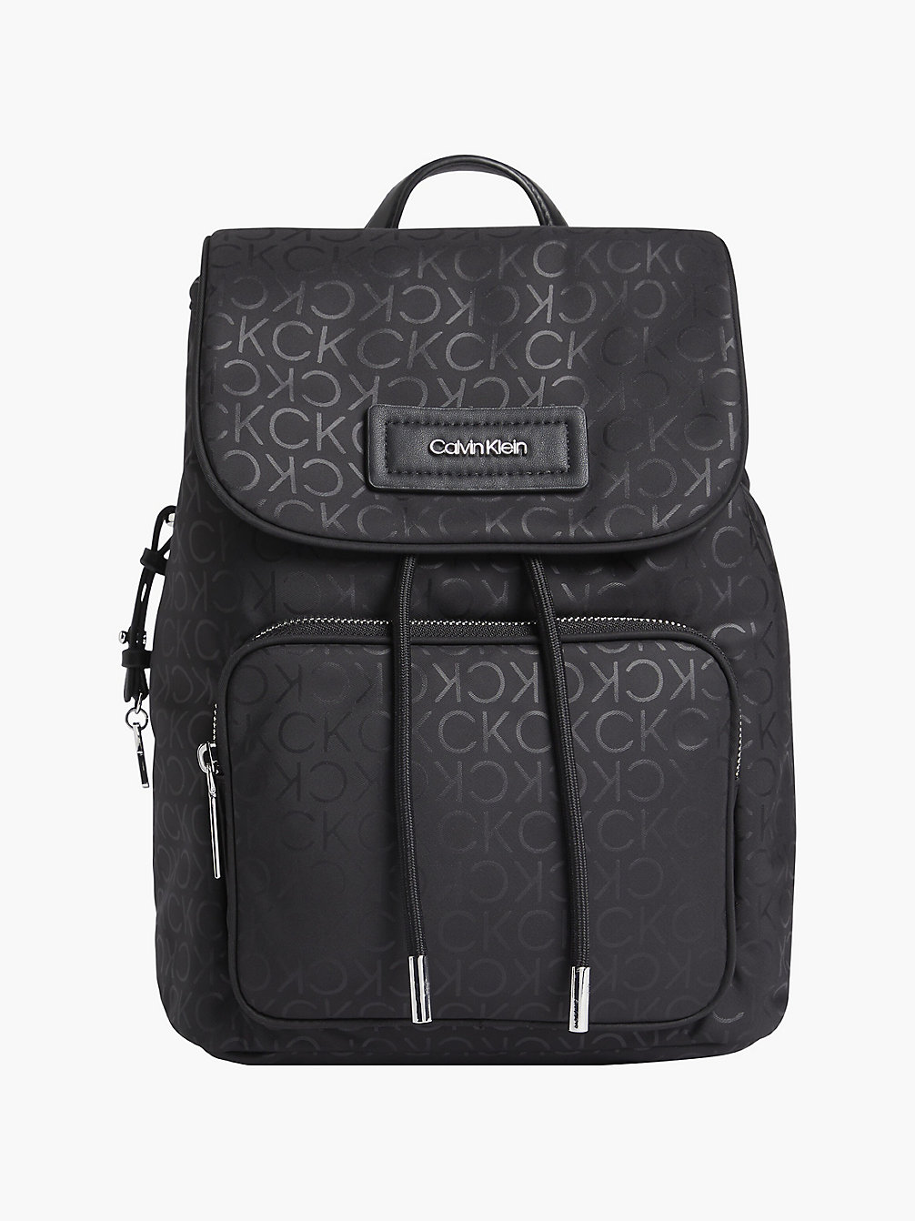BLACK MONO Recycled Logo Flap Backpack undefined women Calvin Klein