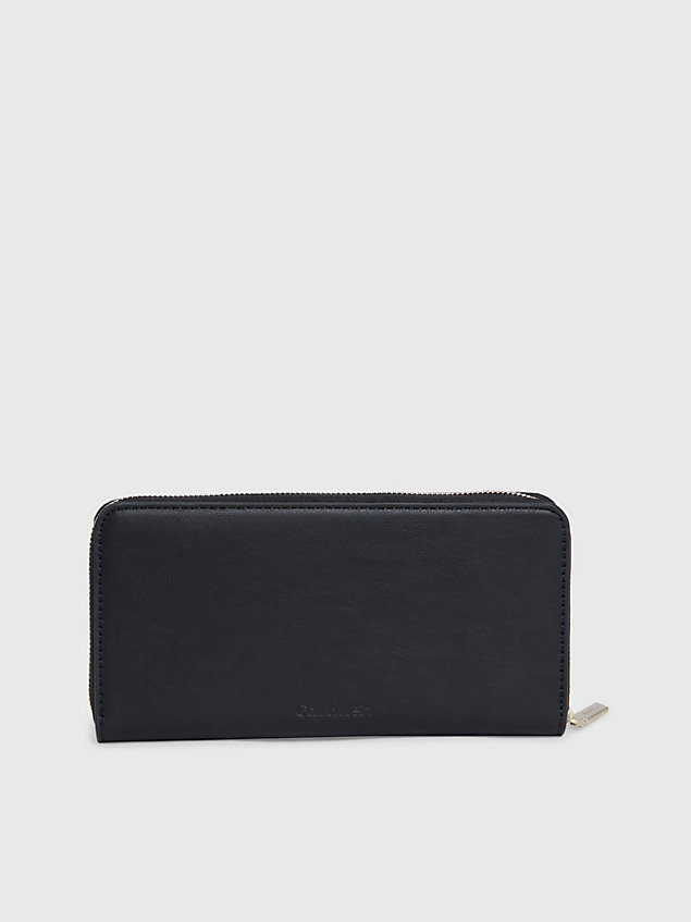 black duży portfel z zamkiem wokół dla kobiety - calvin klein