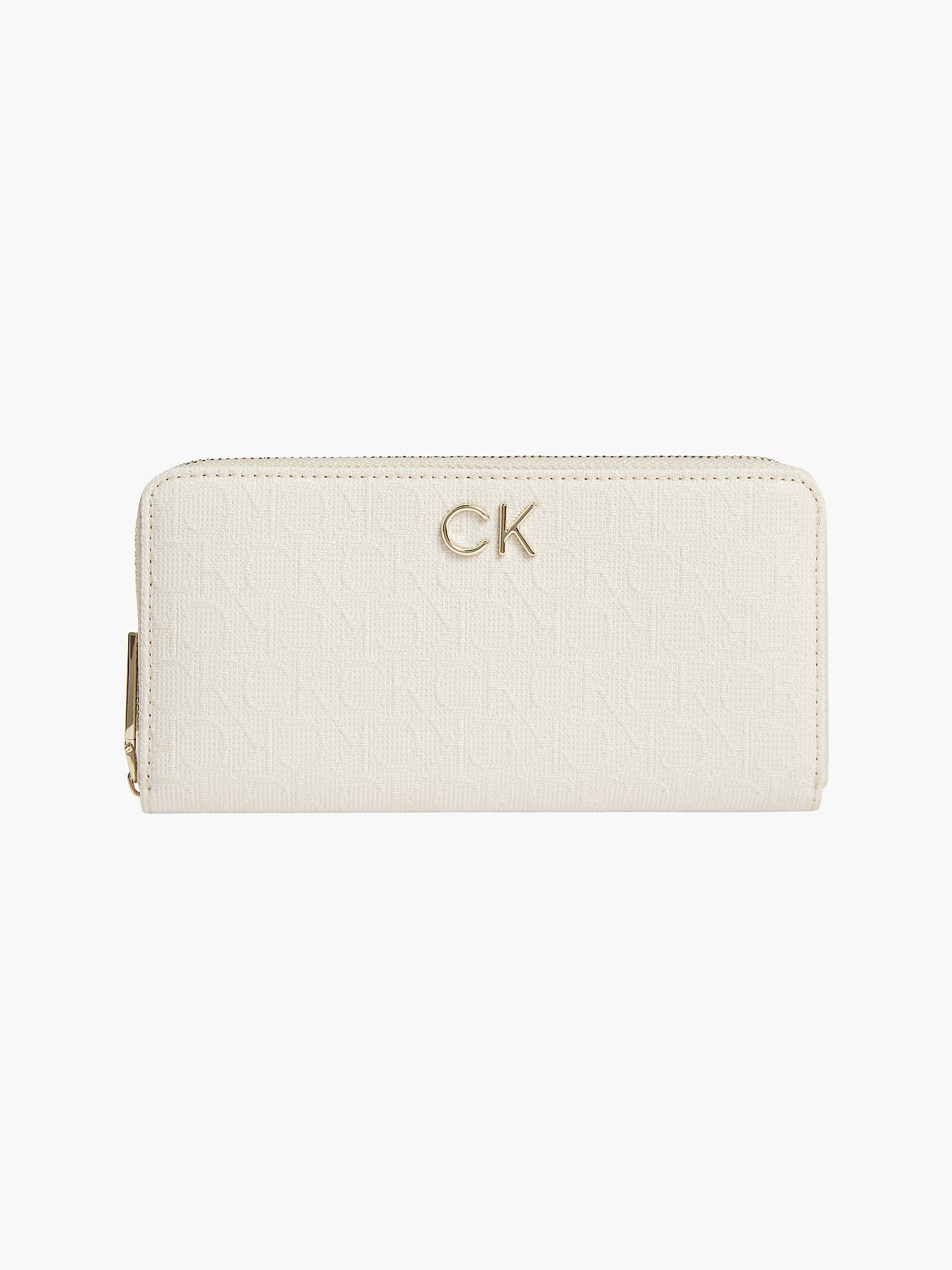 Sand Large Recycled Logo Zip Around Wallet undefined women Calvin Klein
