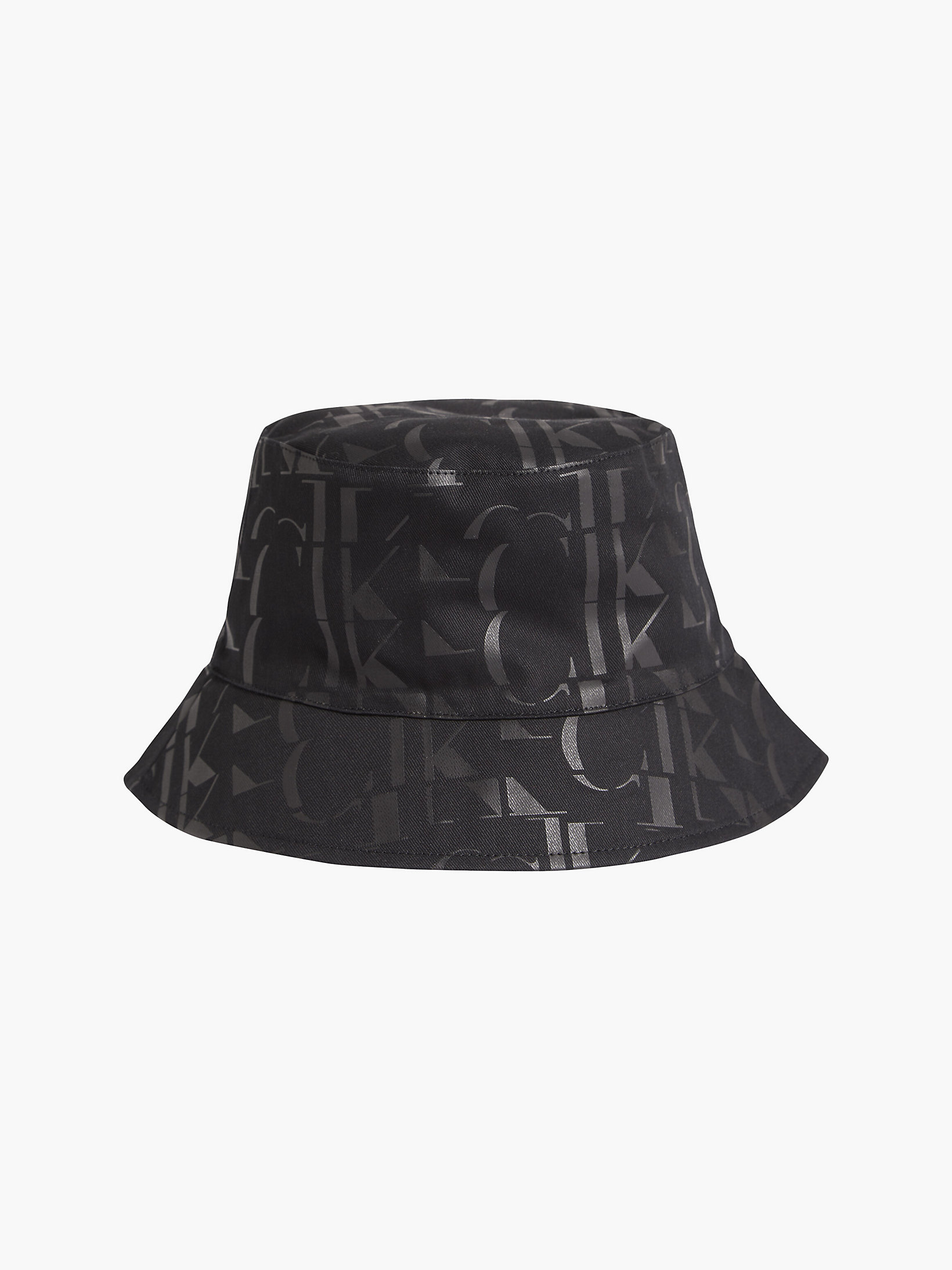 Black / Black All Over Logo Reversible Bucket Hat undefined women Calvin Klein