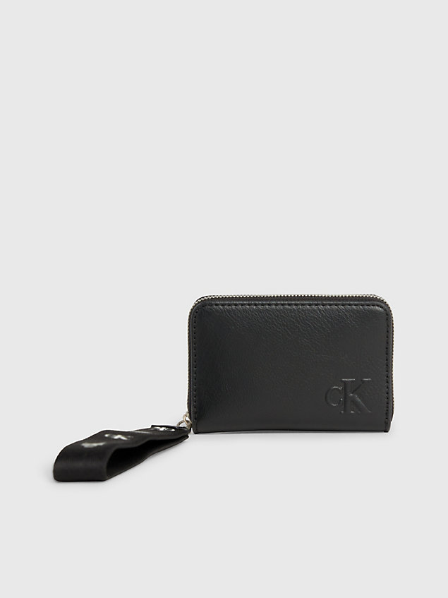 black recycled wristlet zip around wallet for women calvin klein jeans