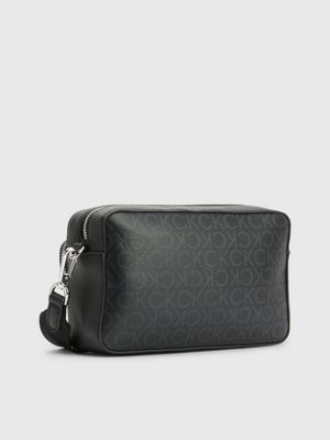 Calvin Klein Refined Monogram Logo Crossbody Bag in Black for Men