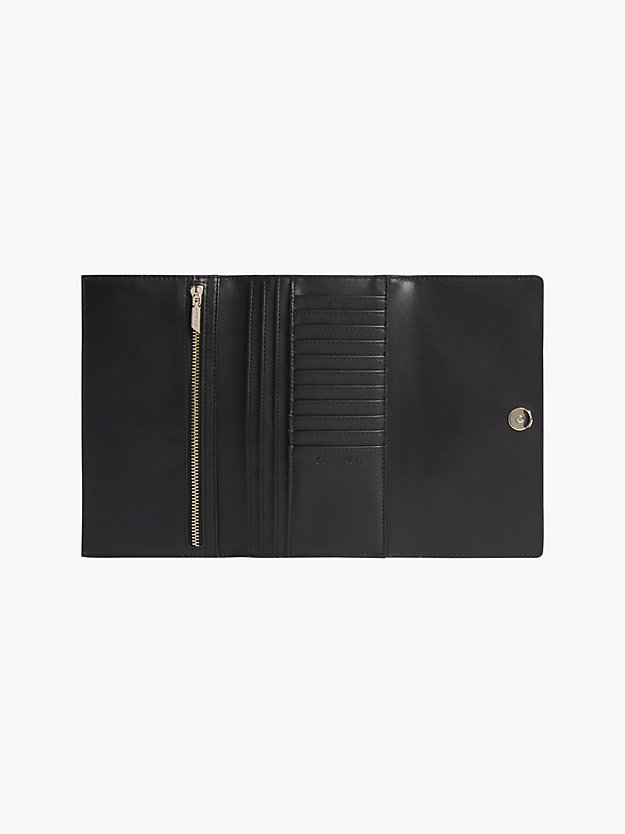 CK BLACK Dreifach faltbares RFID Portemonnaie aus recyceltem Material für Damen CALVIN KLEIN