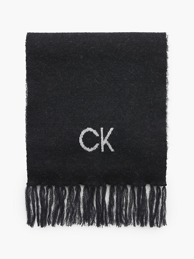 CK BLACK Wool Blend Logo Scarf for women CALVIN KLEIN