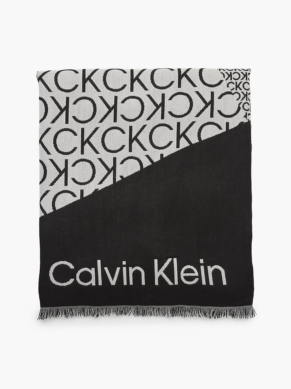BLACK / GREY Logo Blanket Scarf undefined women Calvin Klein