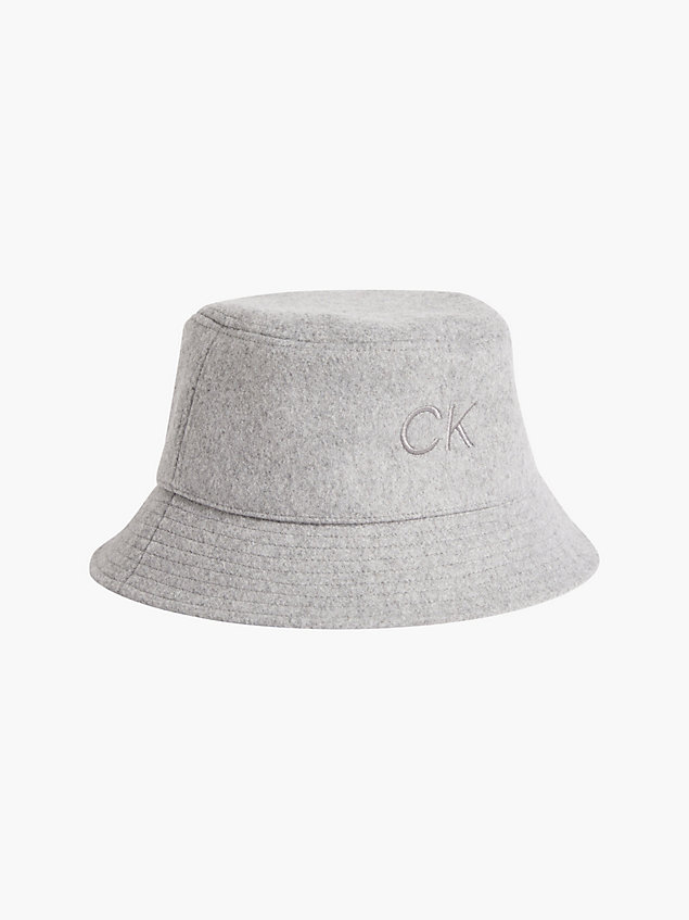 grey vilten bucket hat van wolmix voor dames - calvin klein