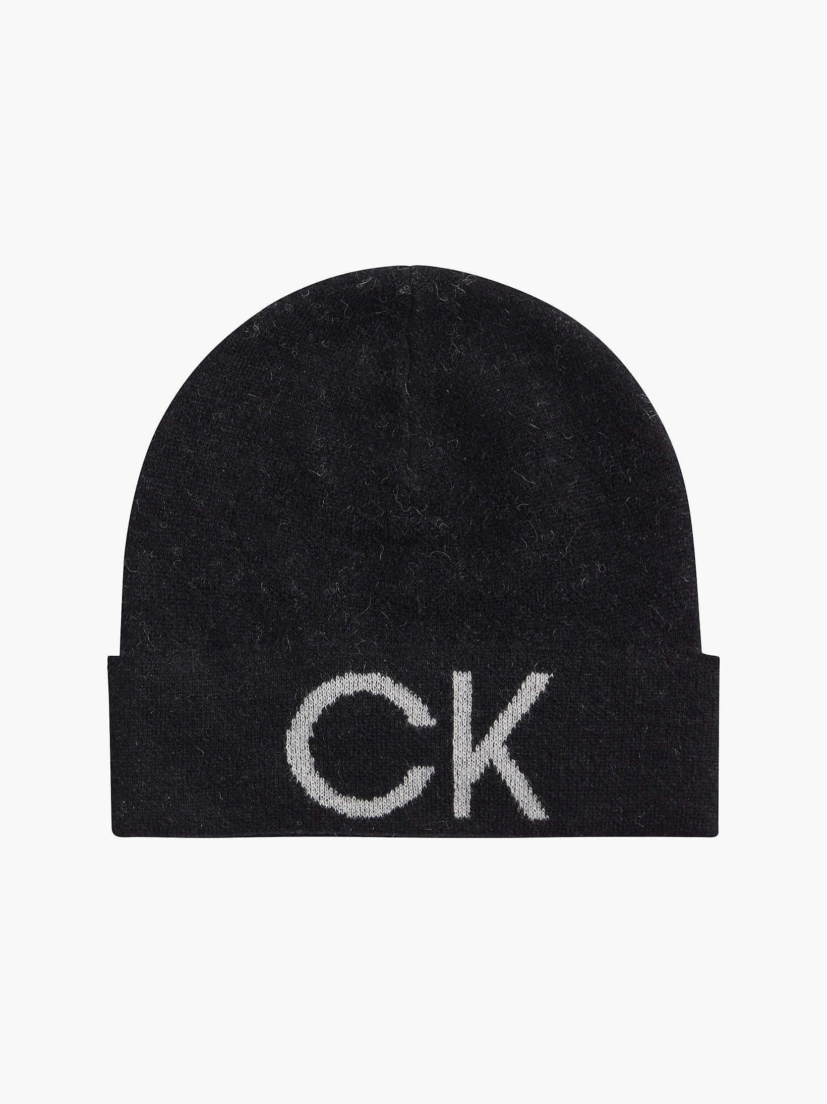 CK Black Wool Blend Beanie undefined women Calvin Klein