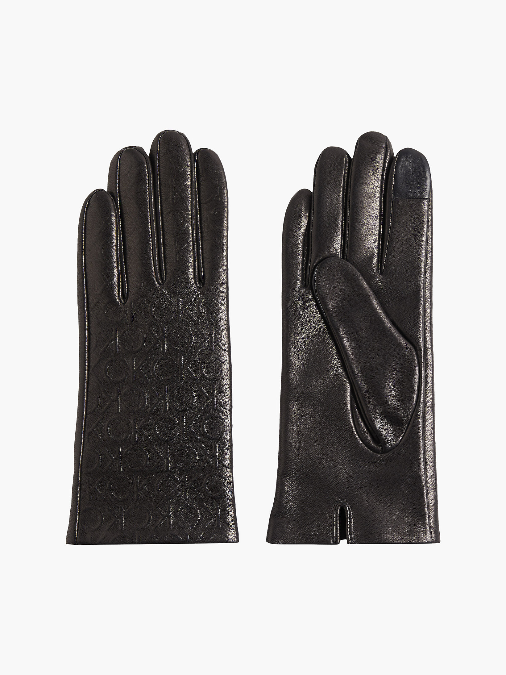 CK Black Leather Logo Gloves undefined women Calvin Klein