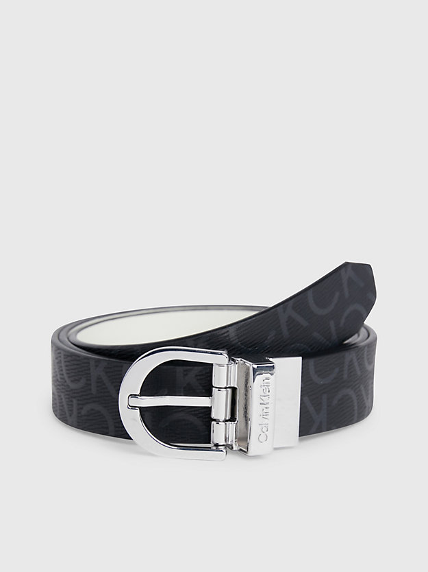 black epi mono/dk ecru reversible logo belt for women calvin klein