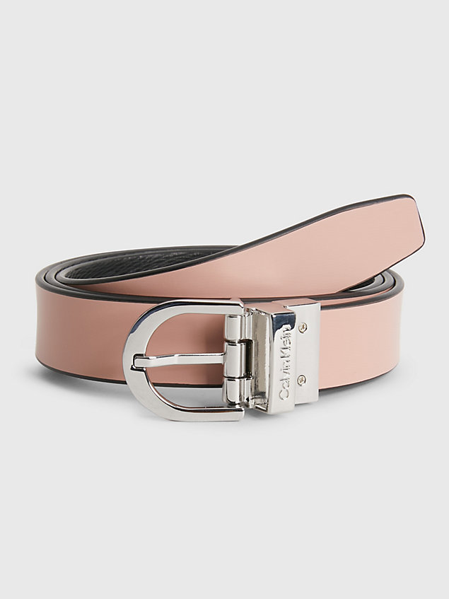 pink recycled reversible logo belt for women calvin klein