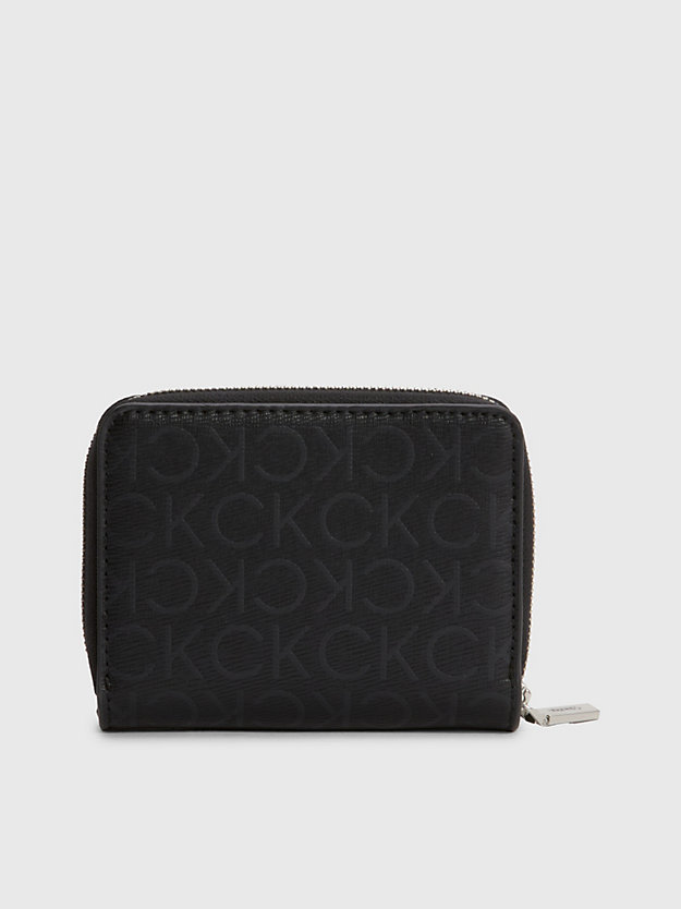 BLACK MONO Recycled RFID Zip Around Wallet for women CALVIN KLEIN