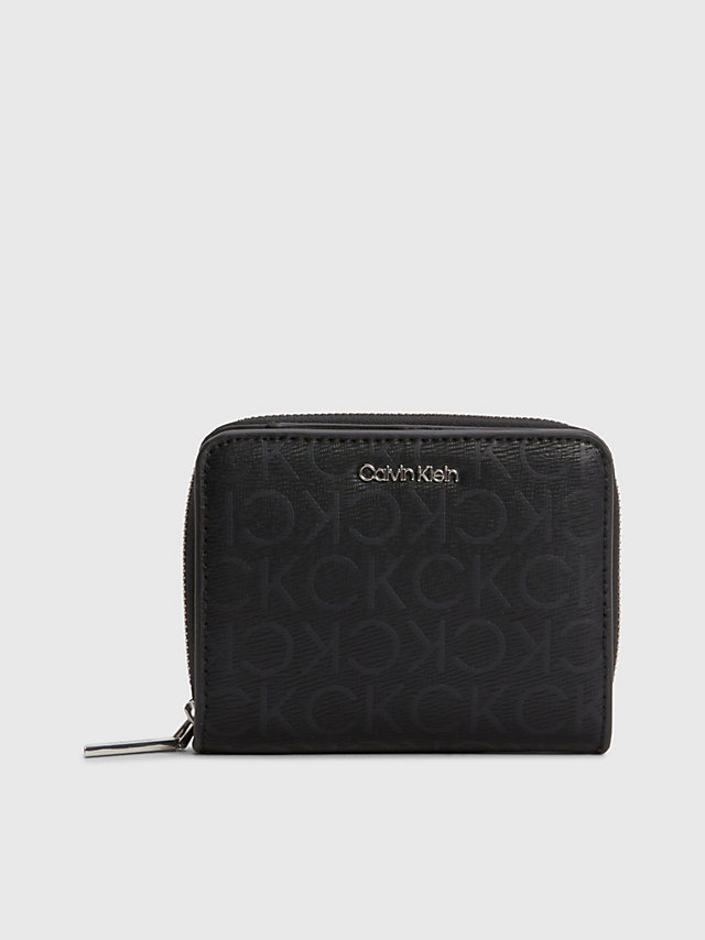 Black Mono Rfid-Portemonnaie Mit Rundum-Reißverschluss Aus Recyceltem Material undefined Damen Calvin Klein