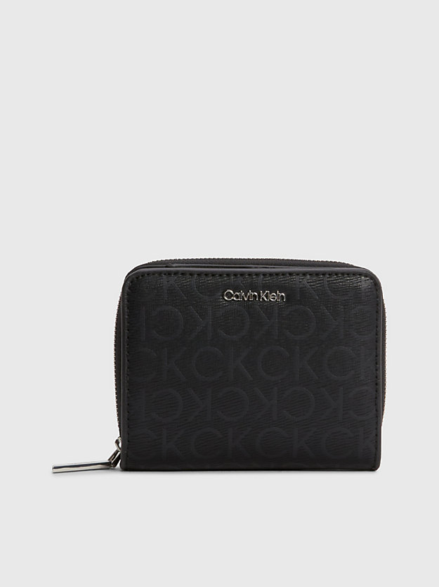 BLACK MONO RFID-Portemonnaie mit Rundum-Reißverschluss aus recyceltem Material für Damen CALVIN KLEIN
