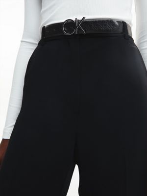 ck black leather logo belt for women calvin klein