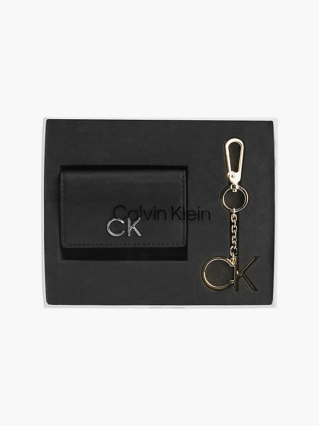CK Black Geschenkset Dreifach Faltbares Portemonnaie Und Schlüsselanhänger undefined Damen Calvin Klein