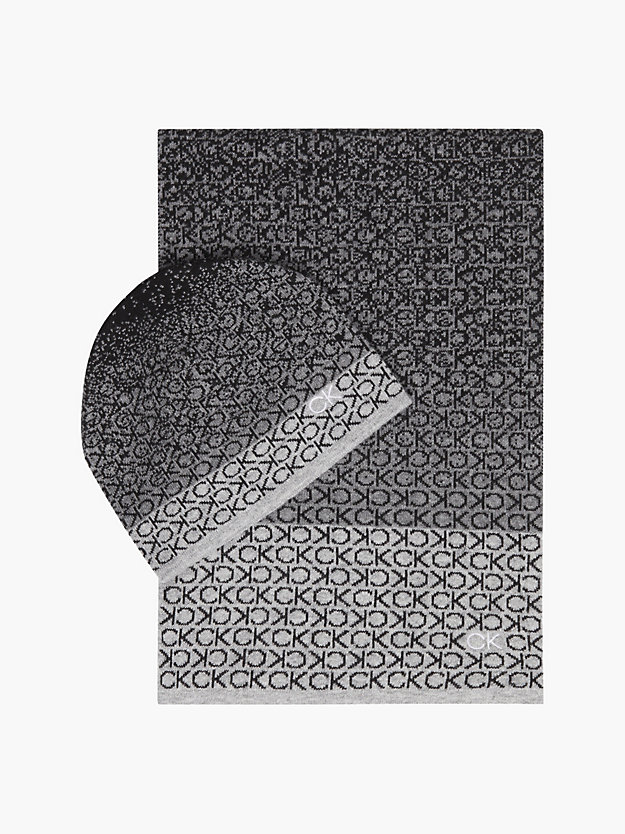 BLACK/GREY Recycled Scarf and Beanie Gift Set for women CALVIN KLEIN