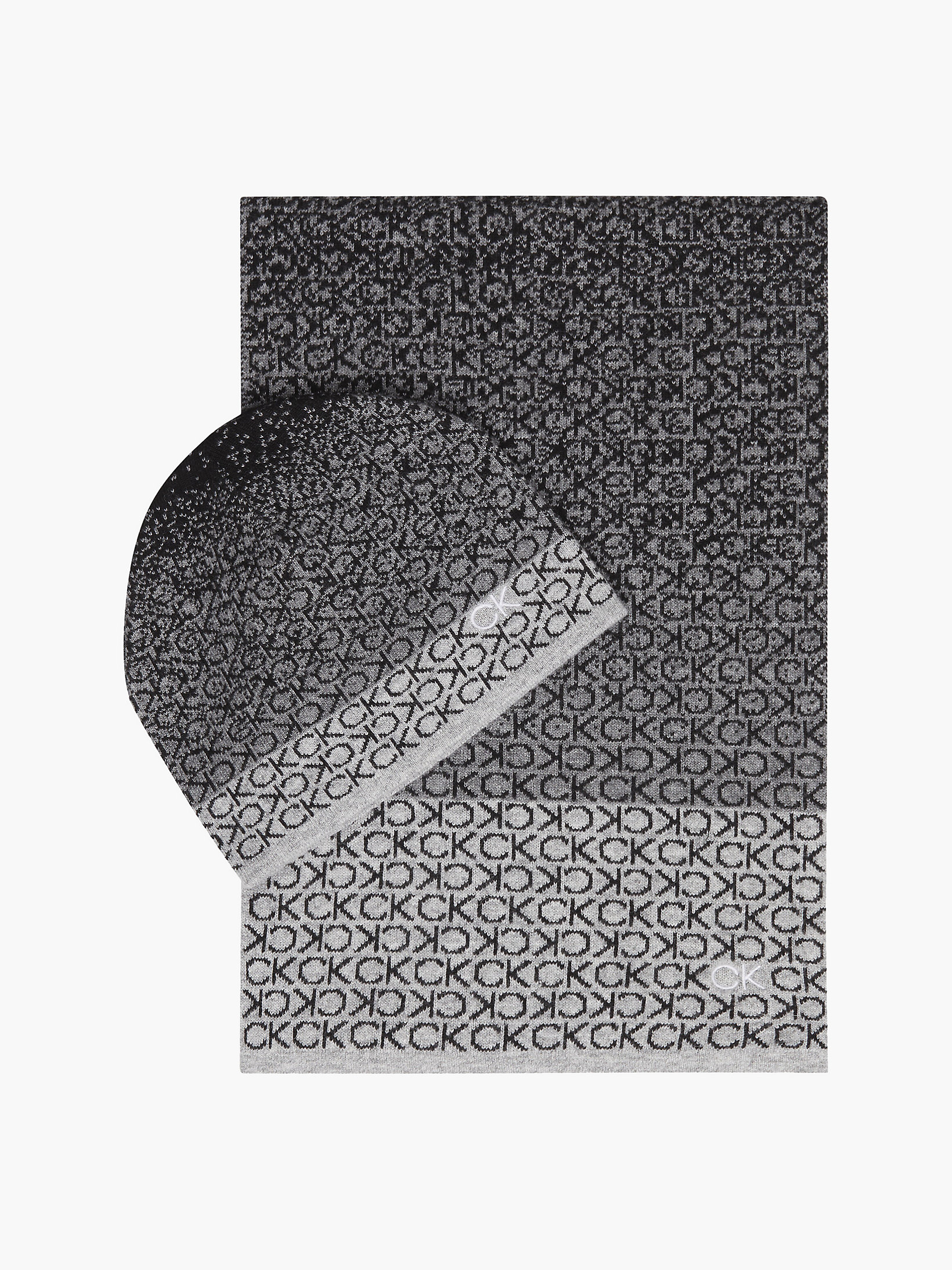 Black/grey Recycled Scarf And Beanie Gift Set undefined women Calvin Klein
