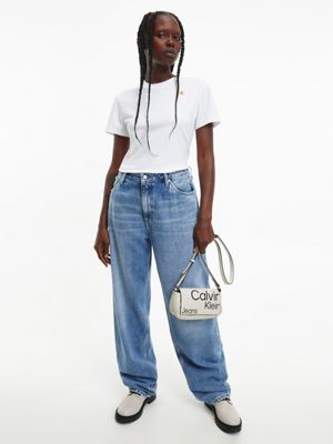 BEIGE AOP Borsa a tracolla con logo da donna CALVIN KLEIN JEANS