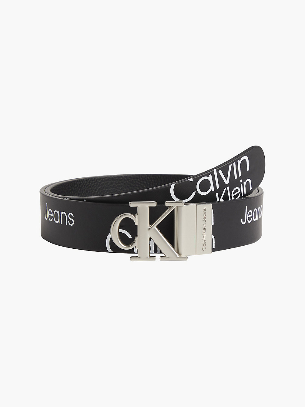 BLACK / BLACK AOP Reversible Leather Belt undefined women Calvin Klein