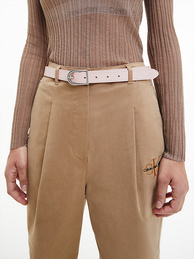 pink blush leather logo belt for women calvin klein jeans
