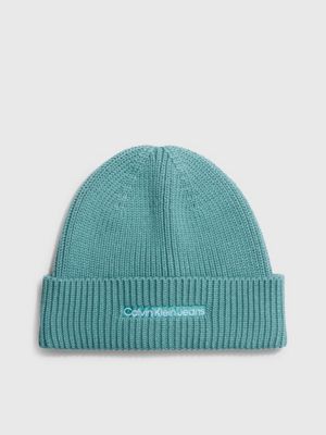 blue mütze aus baumwoll-mix für damen - calvin klein jeans