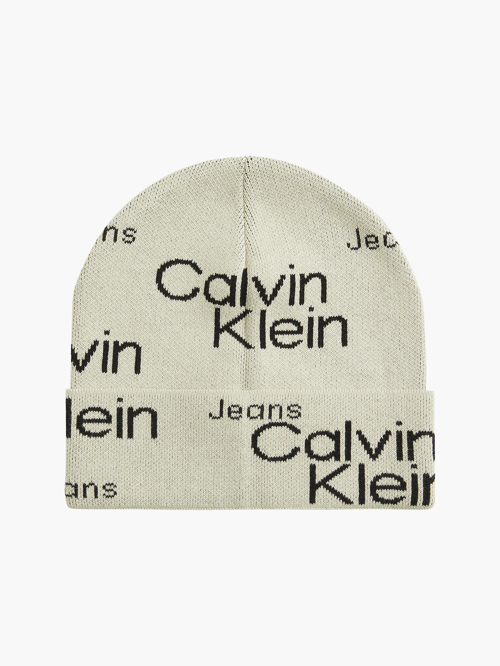 Beige Aop Bonnet En Coton Bio Avec Logo undefined femmes Calvin Klein