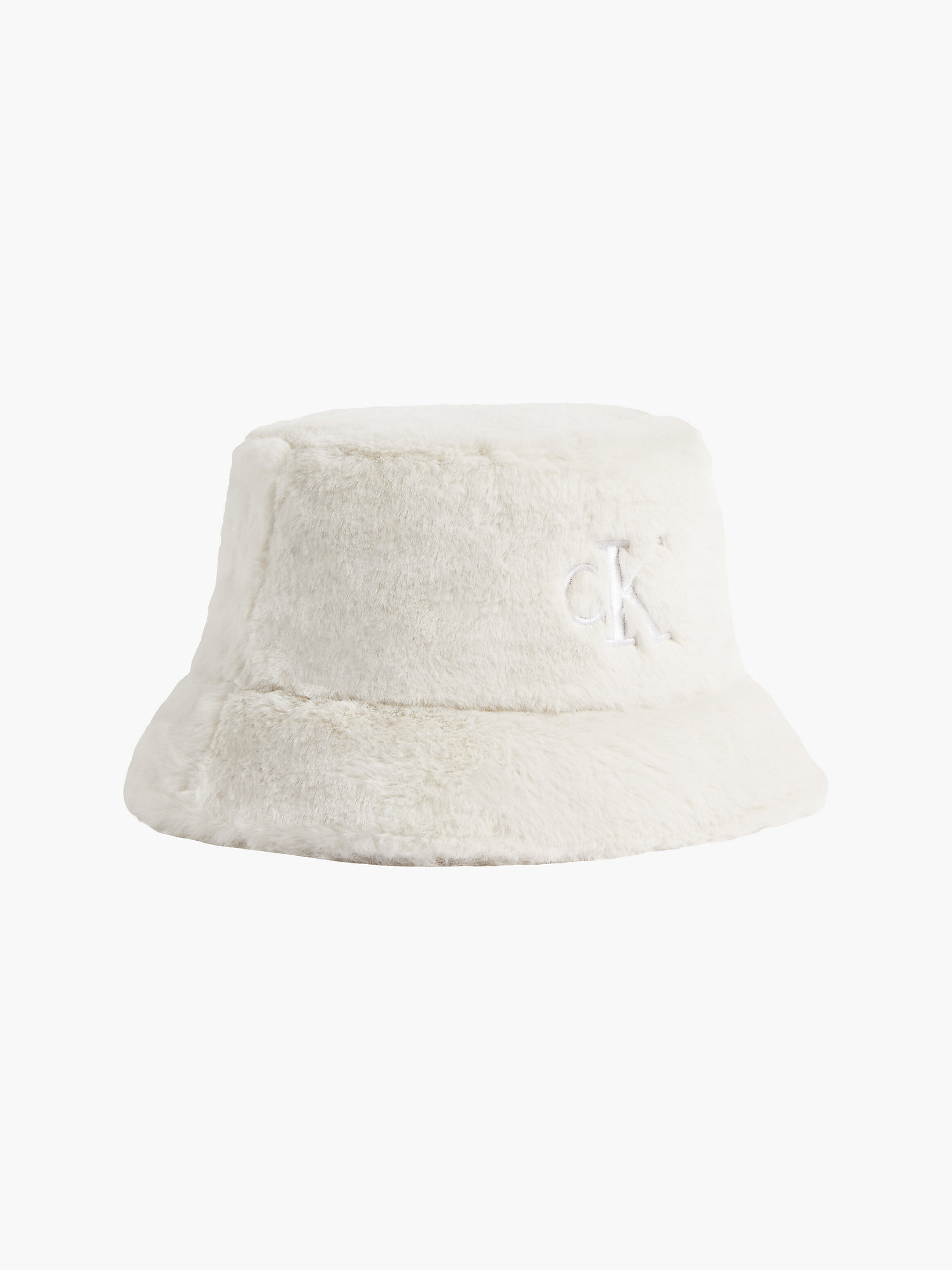 Eggshell Faux Fur Bucket Hat undefined women Calvin Klein