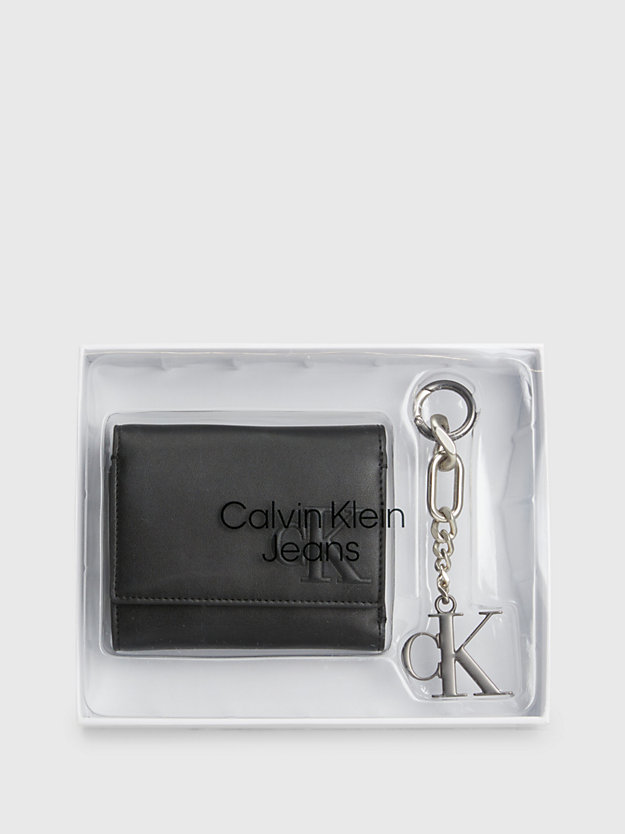 BLACK Zestaw upominkowy zawierający składany portfel trzyczęściowy i breloczek dla Kobiety CALVIN KLEIN JEANS