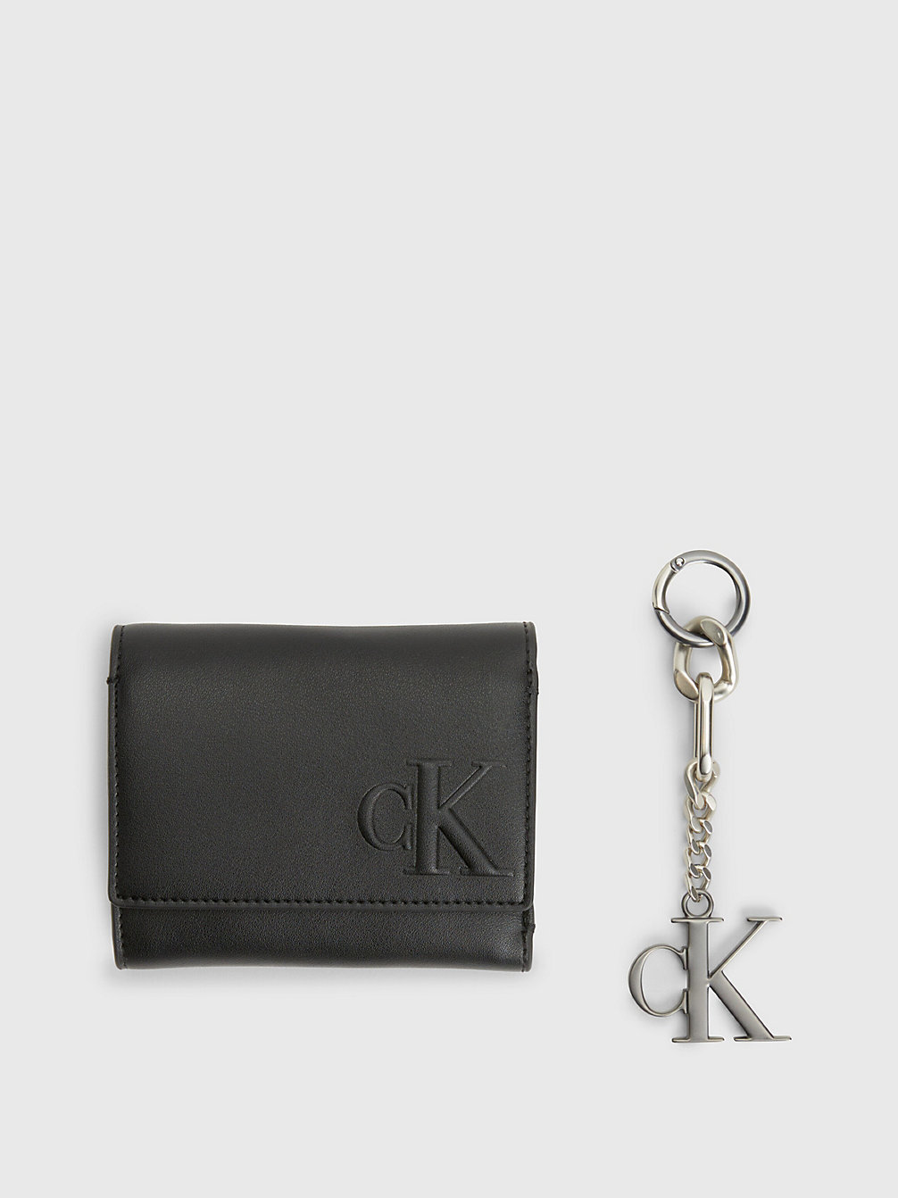 BLACK Trifold Wallet And Keyring Gift Set undefined women Calvin Klein