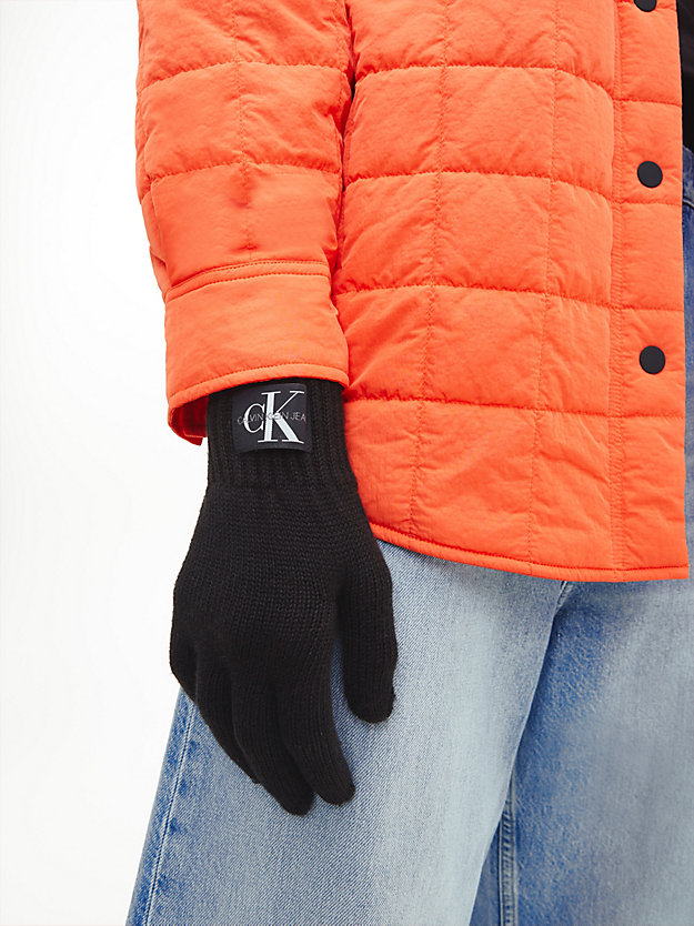 BLACK Dzianinowe rękawiczki z logo dla Kobiety CALVIN KLEIN JEANS