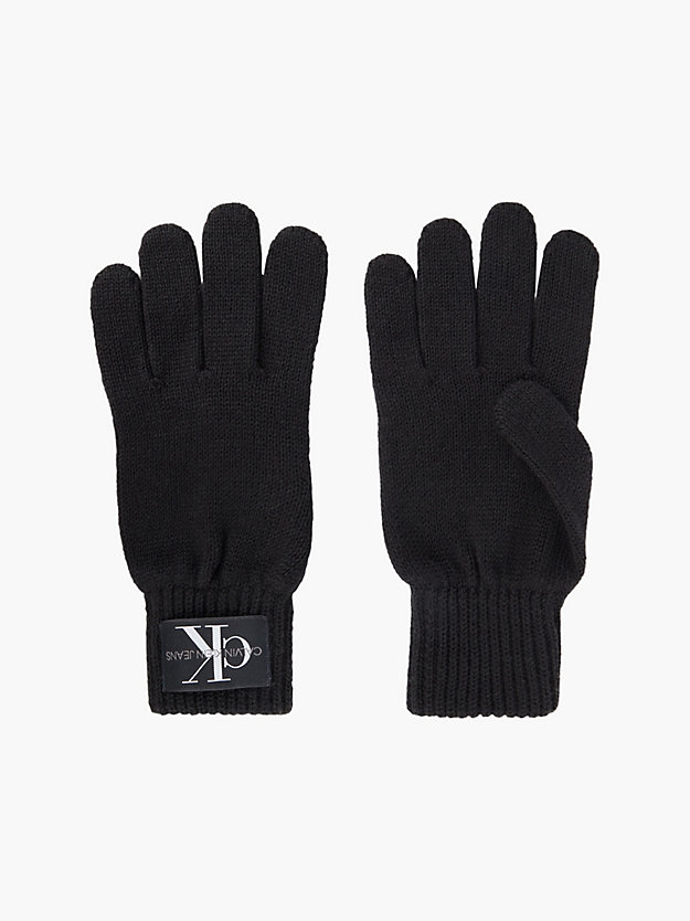 BLACK Knit Logo Gloves for women CALVIN KLEIN JEANS