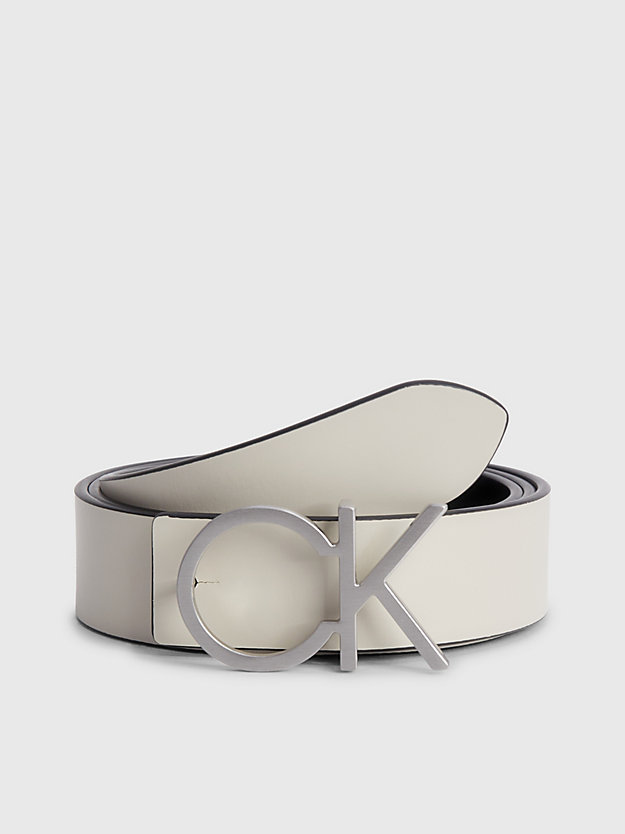 black / stoney beige mono reversible leather logo belt for women calvin klein