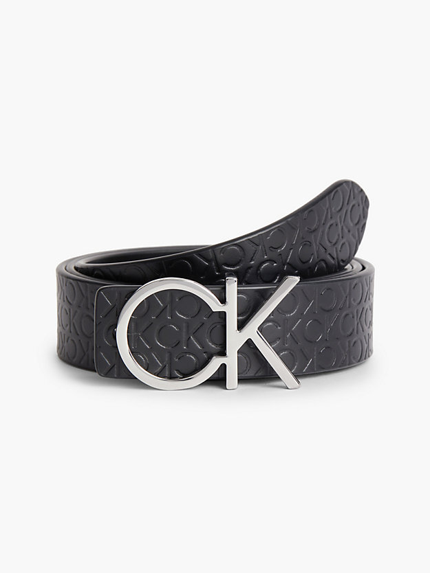 black/black reversible leather logo belt for women calvin klein