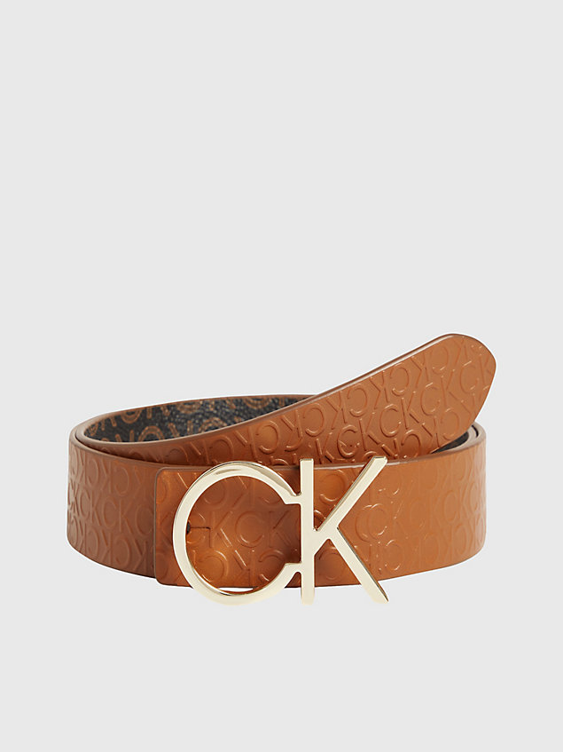 ceinture réversible en cuir avec logo brown pour femmes calvin klein