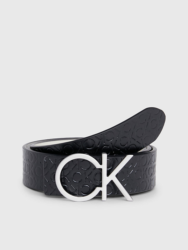 black reversible leather logo belt for women calvin klein