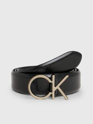 cintura in pelle con logo black da donna calvin klein