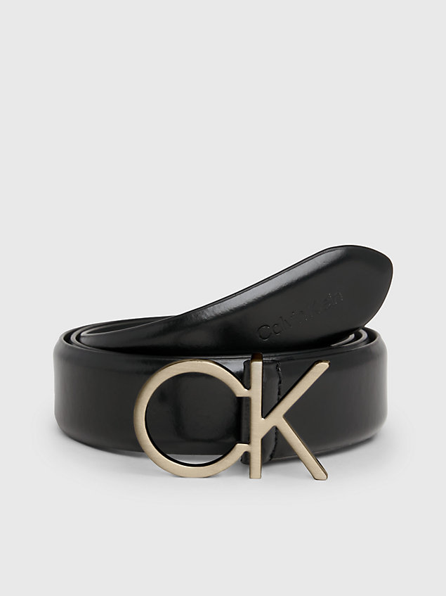 black skórzany pasek z logo dla kobiety - calvin klein