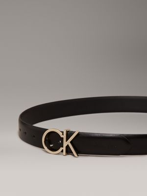 ck black leather logo belt for women calvin klein