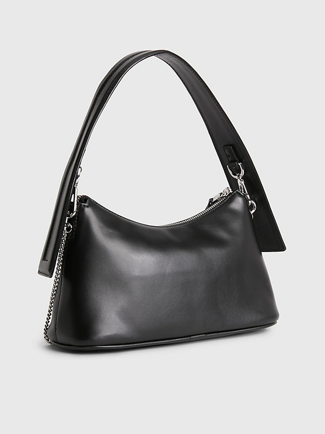 black small vegan leather shoulder bag for women calvin klein