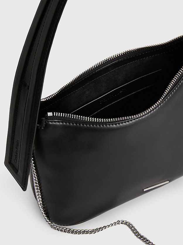 ck black small vegan leather shoulder bag for women calvin klein
