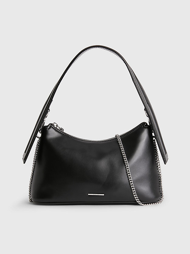 ck black small vegan leather shoulder bag for women calvin klein