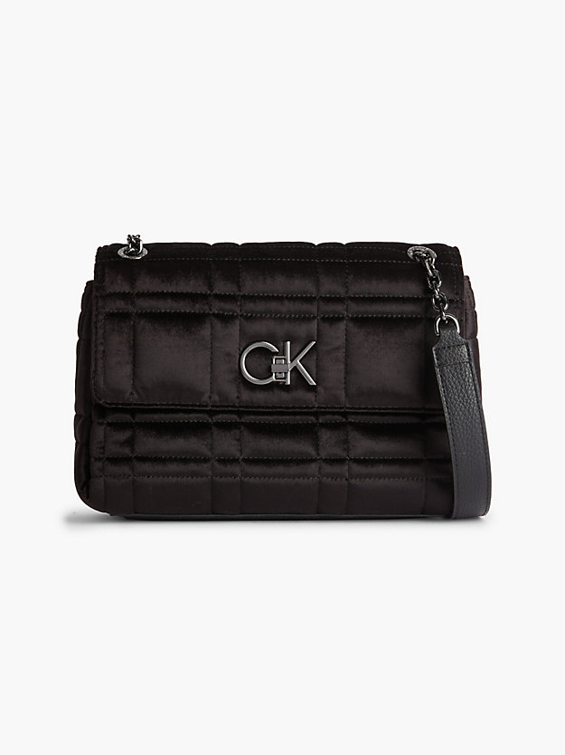 CK BLACK Wandelbare Samt-Schultertasche aus Recycling-Material für Damen CALVIN KLEIN