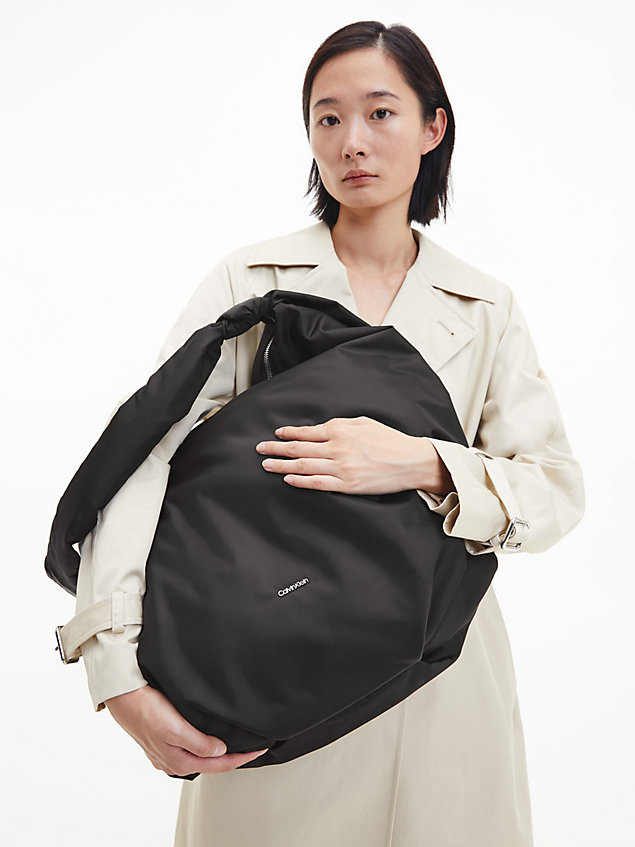 black large recycled hobo bag for women calvin klein