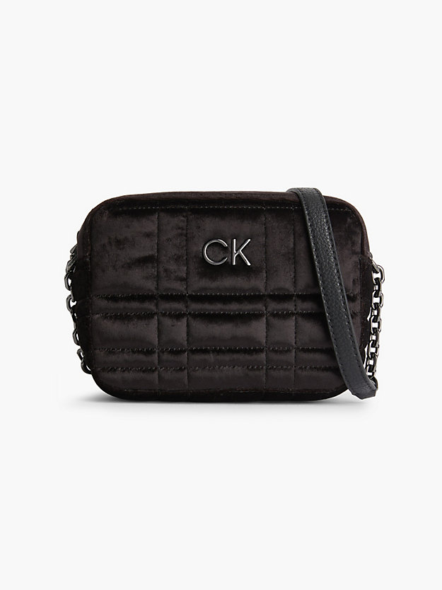 ck black recycled velvet crossbody bag for women calvin klein