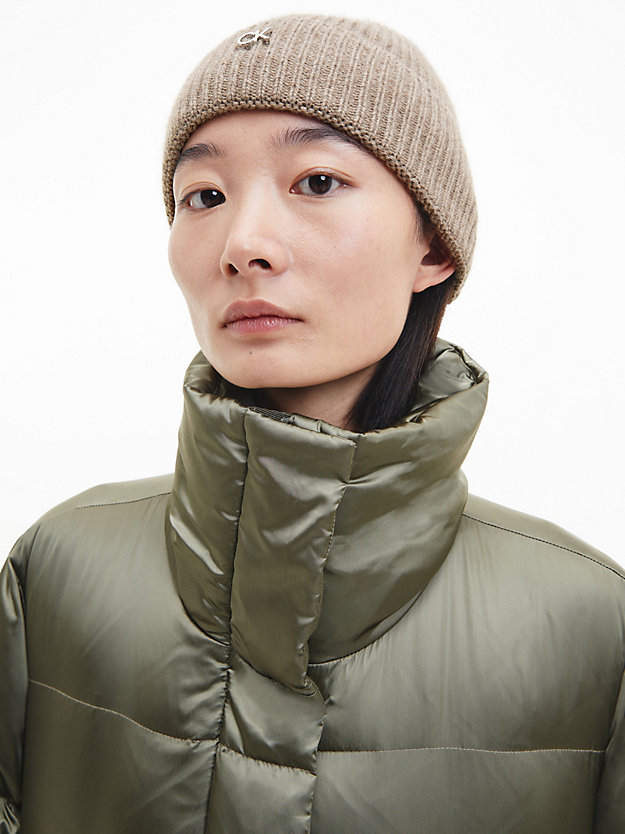 DEEP TAUPE Recycled Knit Beanie for women CALVIN KLEIN