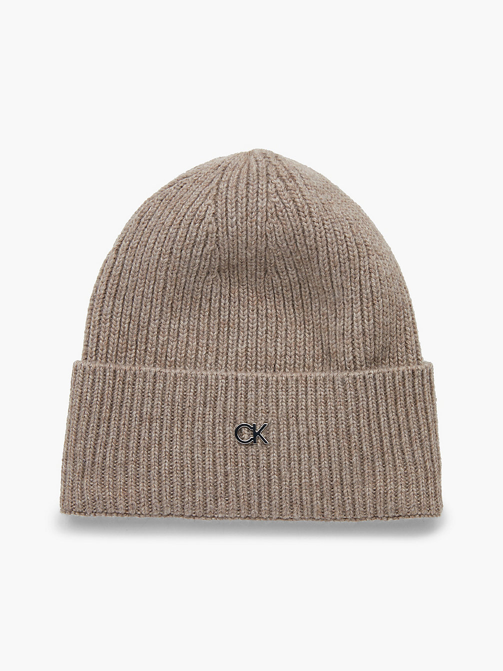 DEEP TAUPE Recycled Knit Beanie undefined women Calvin Klein