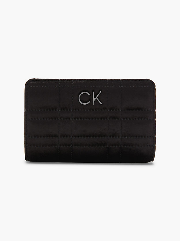 ck black recycled velvet wallet for women calvin klein