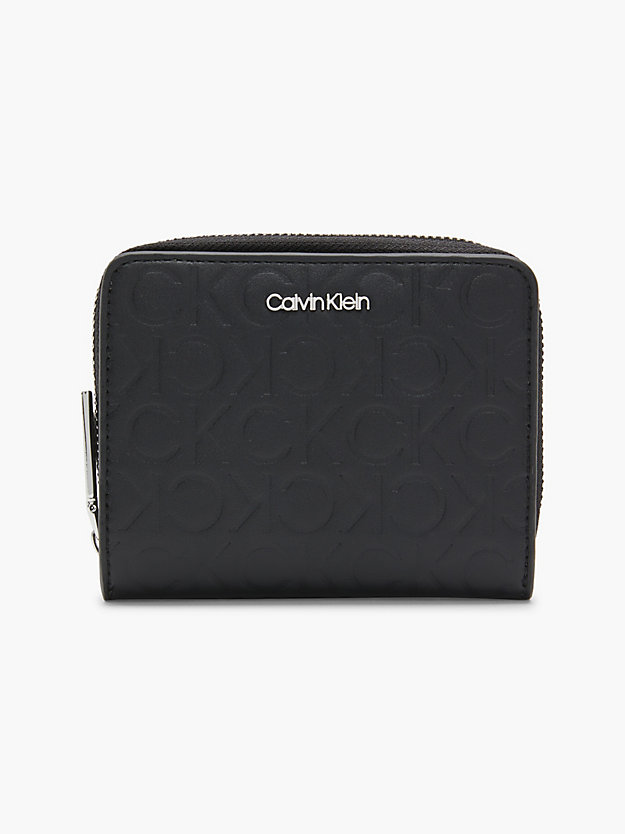 CK BLACK Recycled Zip Around Logo Wallet for women CALVIN KLEIN
