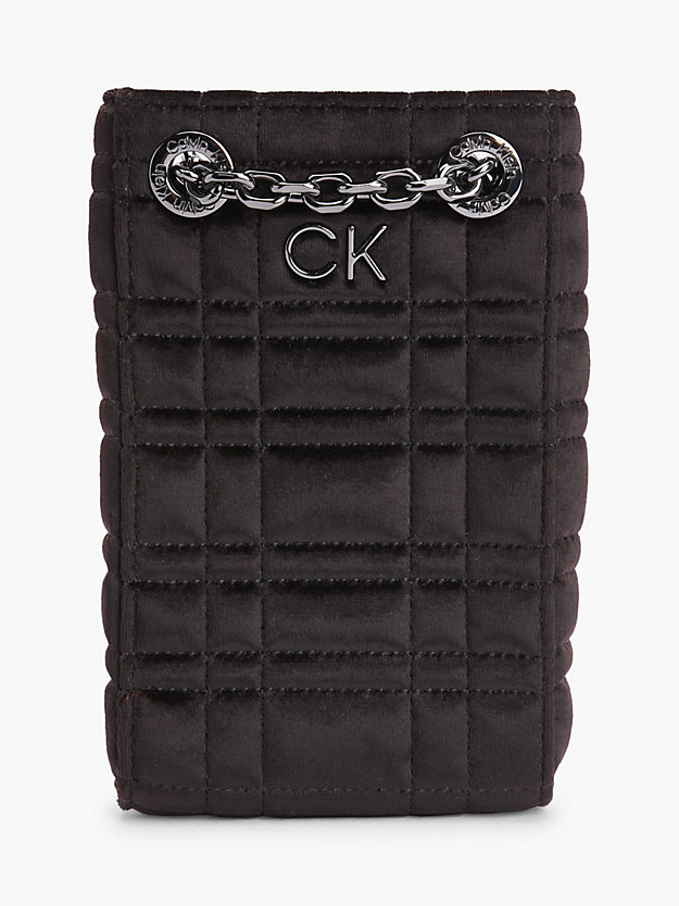ck black recycled velvet phone bag for women calvin klein