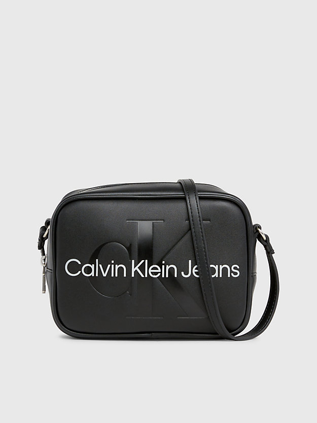 black/metallic logo crossbody bag for women calvin klein jeans